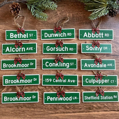 Street sign ornament  custom laser engraved acrylic ornament