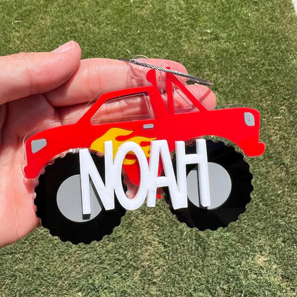 Monster Truck Keychain, Personalized Truck Bag Easter Tag