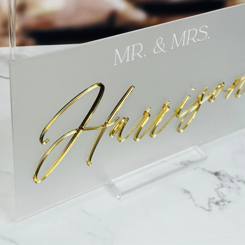 3D Mirrored Acrylic Wedding Head Table Mr Mrs Sign