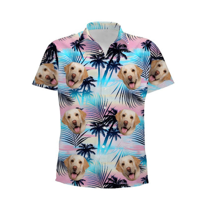 Personalized Photo Hawaiian Shirt Custom Dog Cat Face Holiday Tropical Pattern Shir