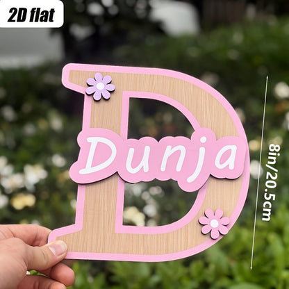 Customizable Initials Wall Art - Personalized Name with Floral Accents