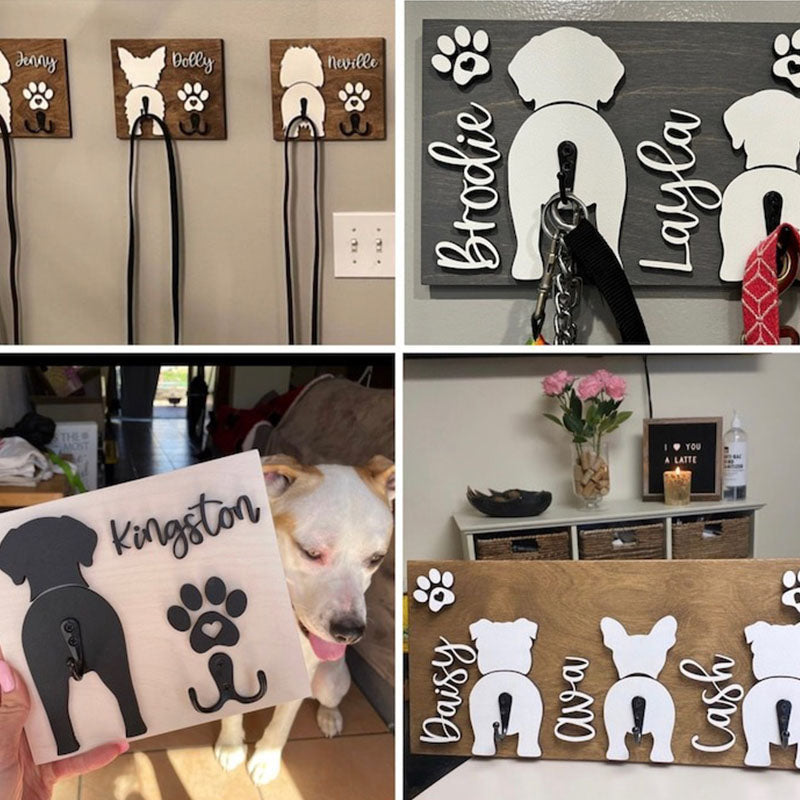 Personalized Dog Leash Holder, Custom Dog Butt Leash Holder, Dog Paw Print Leash Holder