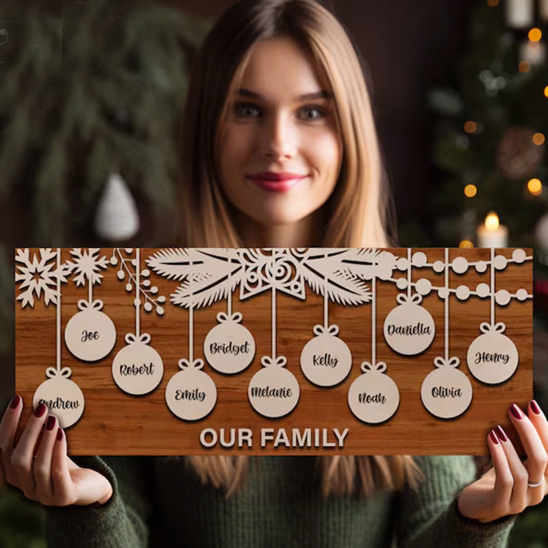Family Christmas Decoration, Personalized Christmas Name Sign