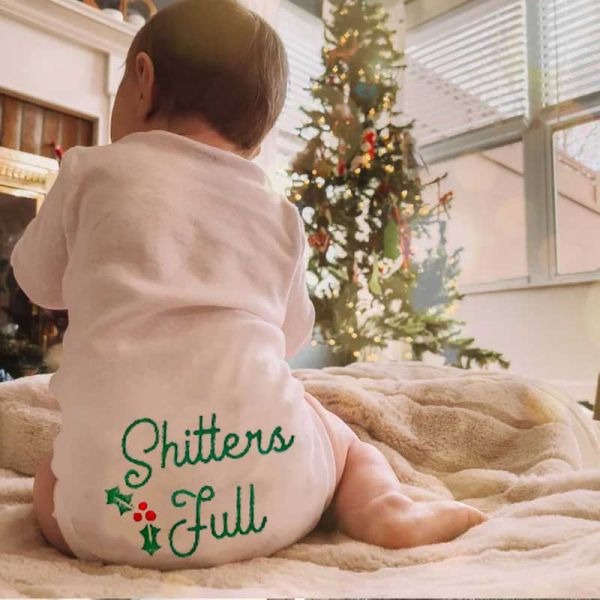 Merry Christmas Shitters Full Unisex Onesies, Ugly Christmas Baby Outfit