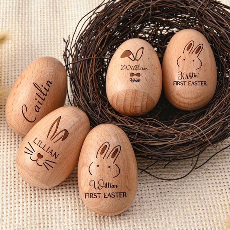 Personalized wooden musical egg, Musical Wooden Easter Egg Shakers