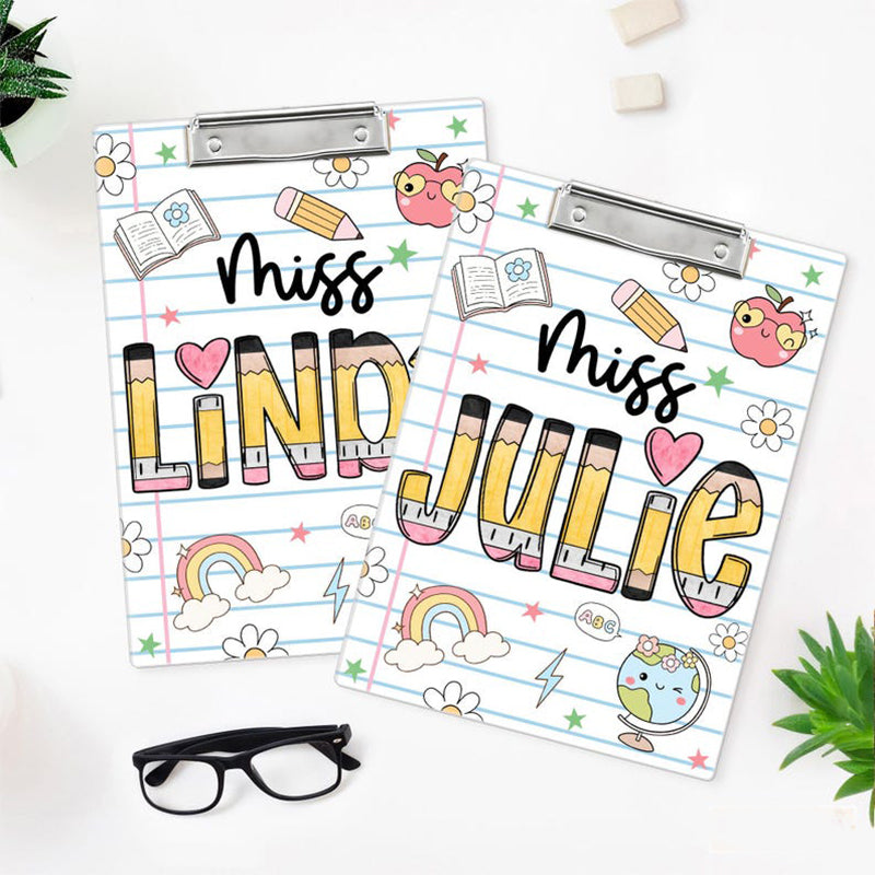 Personalized Teacher Back To School Gift, Custom Pencil Teacher Clipboard