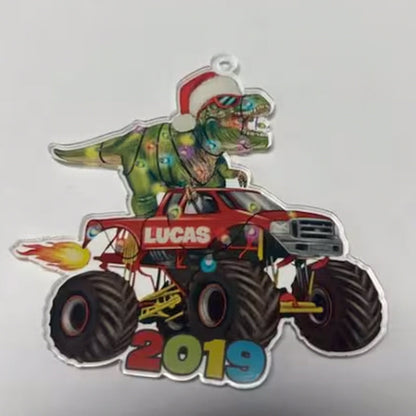 Personalized Dinosaur Christmas Ornament, Christmas Truck Ornament