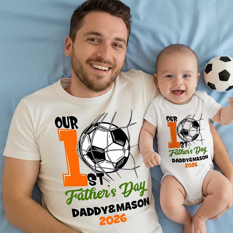 Our 1st Father’s Day Together - Personalized Sport Balls Baby Bodysuit T-shirt