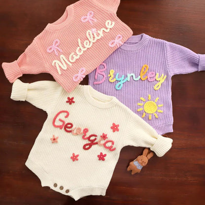 Personalized Embroidered Baby Romper, Baby Name Ruffle Romper