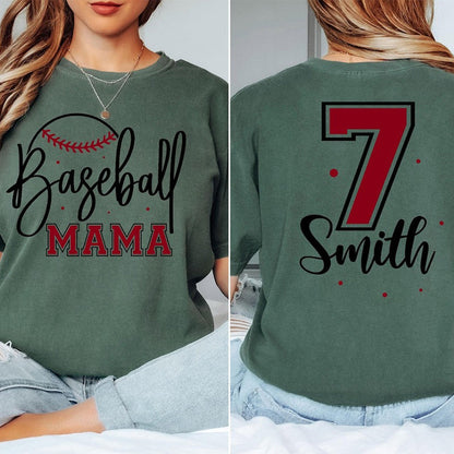 Comfort Colors Baseball Mama Shirt, Personalized Baseball Mom Tee