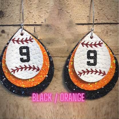 Custom Triple Layer Baseball Jersey Number Earrings