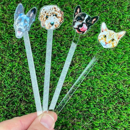 Printed Face Stir Stick, Acrylic Cocktail Sticks