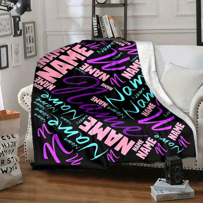 Custom Name or Text Blanket - Soft Polyester, All-Season Picnic Mat
