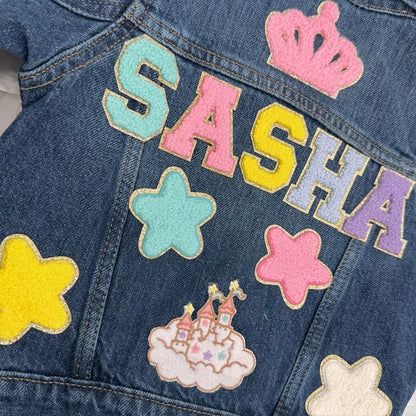 Personalized jean jacket with daisy, Kids jean jacket