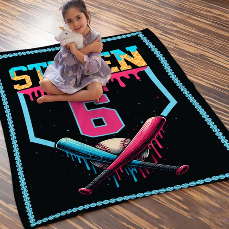 Custom Ice Cream Drip Baseball Blanket