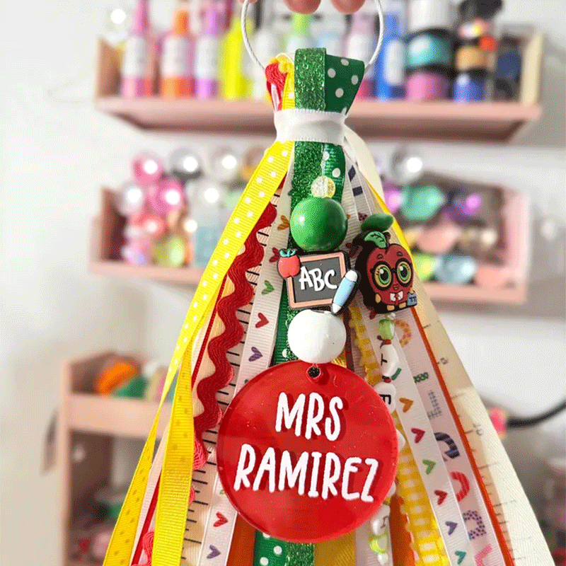 Personalized Teacher Keychain | Custom Name Tassel Gift for Teachers