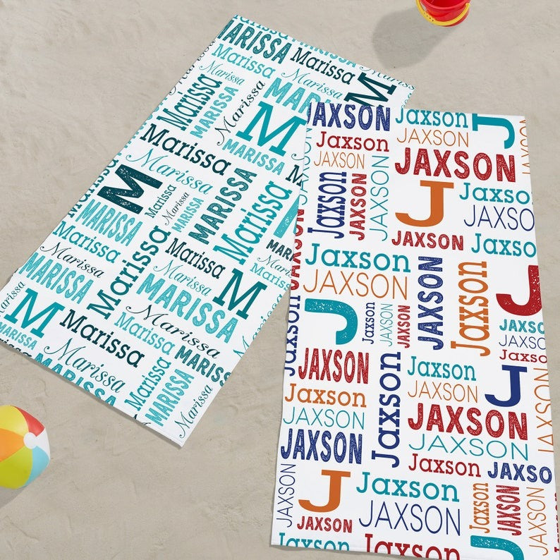 Personalized Beach Towel, Custom Kid Summer, Kids Beach Towel