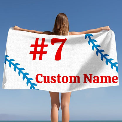 Personalized Beach Towel - Baseball Custom Towel - Custom Baseball