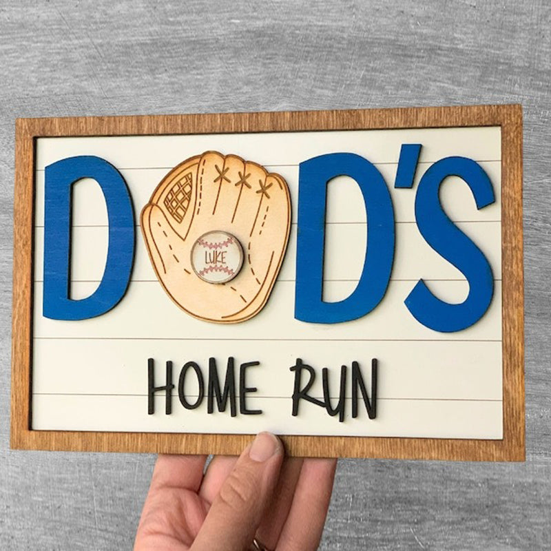 Father's Day Gift from Kids Personalized Dad's Home Runs Wood Sign
