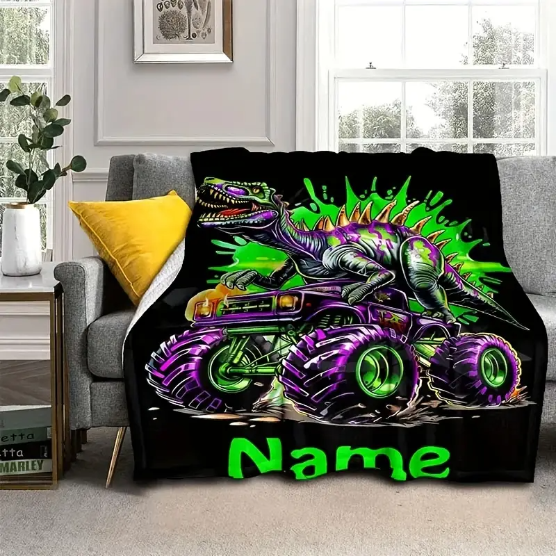 Personalized Monster Truck Flannel Blanket