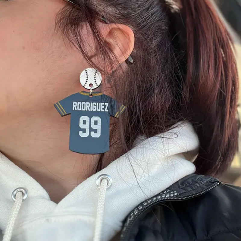 Custom Baseball Number Jersey Earrings, Personalized Baseball Jewelry