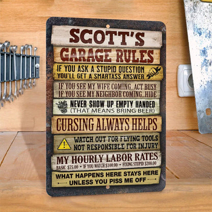 Personalized Garage Rules Sign for Workshop or Office