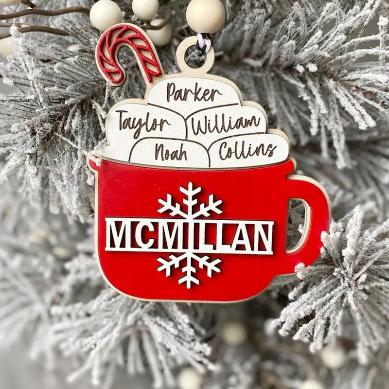 Hot Chocolate Ornament Personalized Family Christmas Ornaments Ornament With Member Names