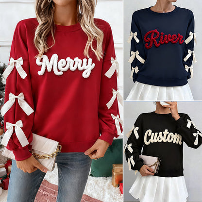 Christmas Chenille Yarn Embroidered Sweatshirt
