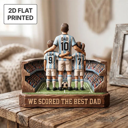 Personalized Baseball Soccer Football Basketball  Dad & Kids 2D FLAT Wooden Block, Custom Jersey Sign