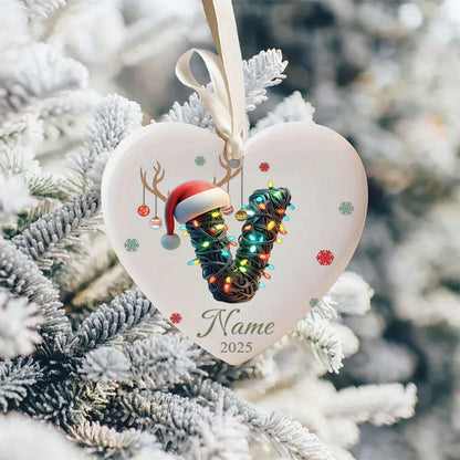 Personalized Christmas Initial Name Heart-Shaped Ornament