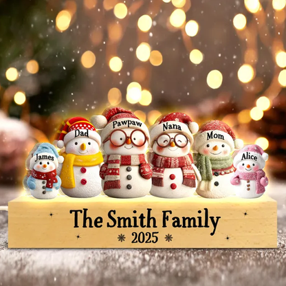 Custom Snowman Family Christmas Night Light