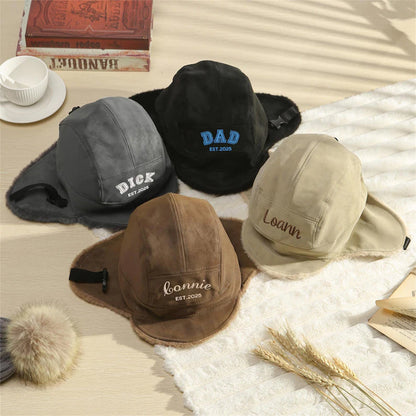 Personalized PU Leather Trapper Hat,Custom Name