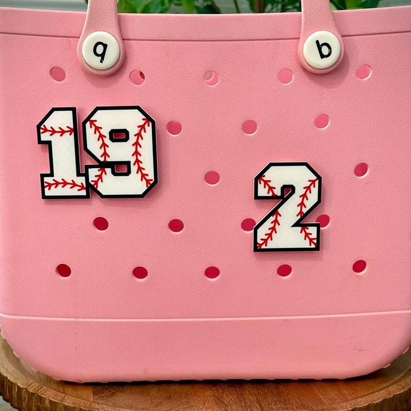 Personalized Baseball Number Bogg Bag Charm: Jersey Tag