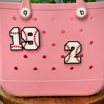 Personalized Baseball Number Bogg Bag Charm: Jersey Tag