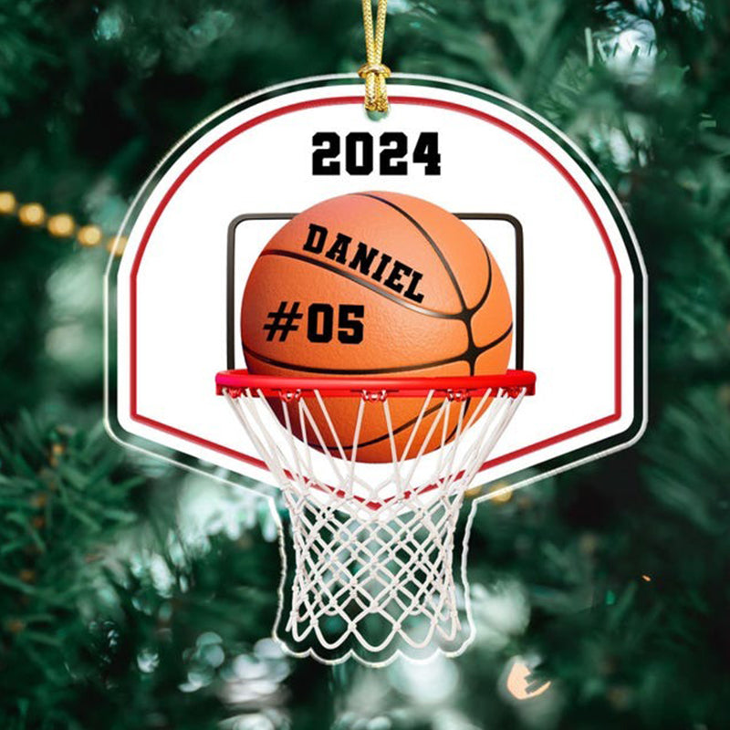 Personalized Basketball Ornament, Custom Name Number Baseball Player Keepsake