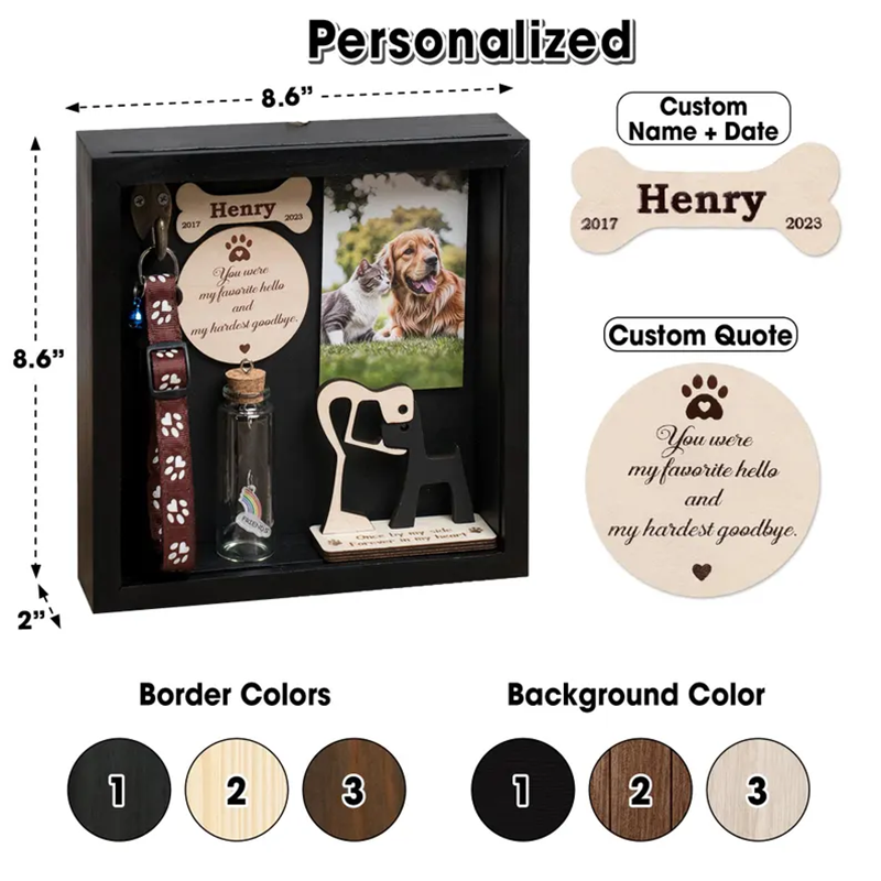Pet Memorial Shadowbox, Dog Condolence Gifts, Pet Loss Sympathy Gifts, Pet Shadow Box