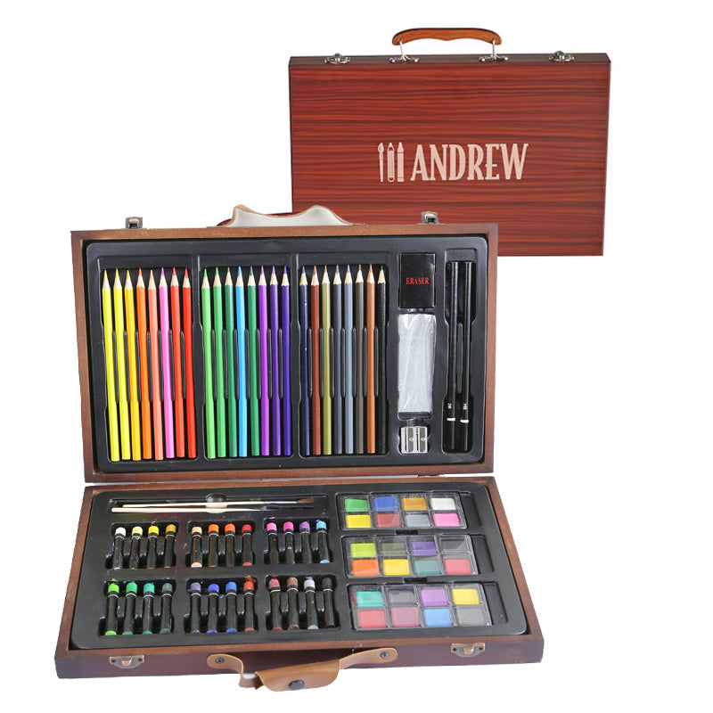 Personalized Art Set -  Deluxe Art Set w/Wood Carrying Case