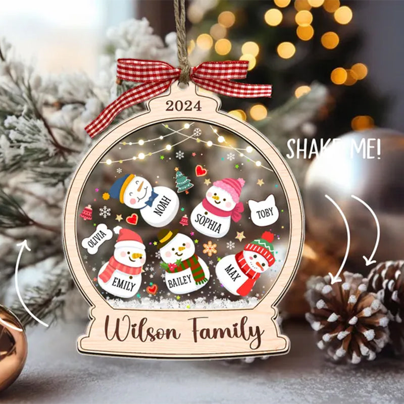 Bulk Discount Custom Snowman Family Shaker Ornament