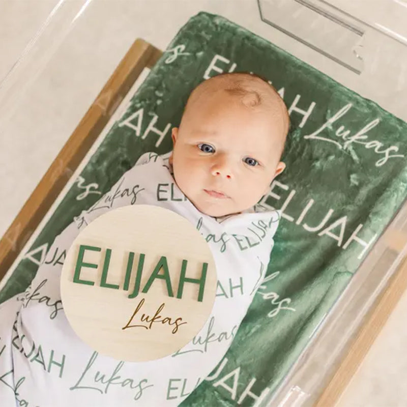 Newborn Name Blanket, baby name swaddle, first and middle name blanket