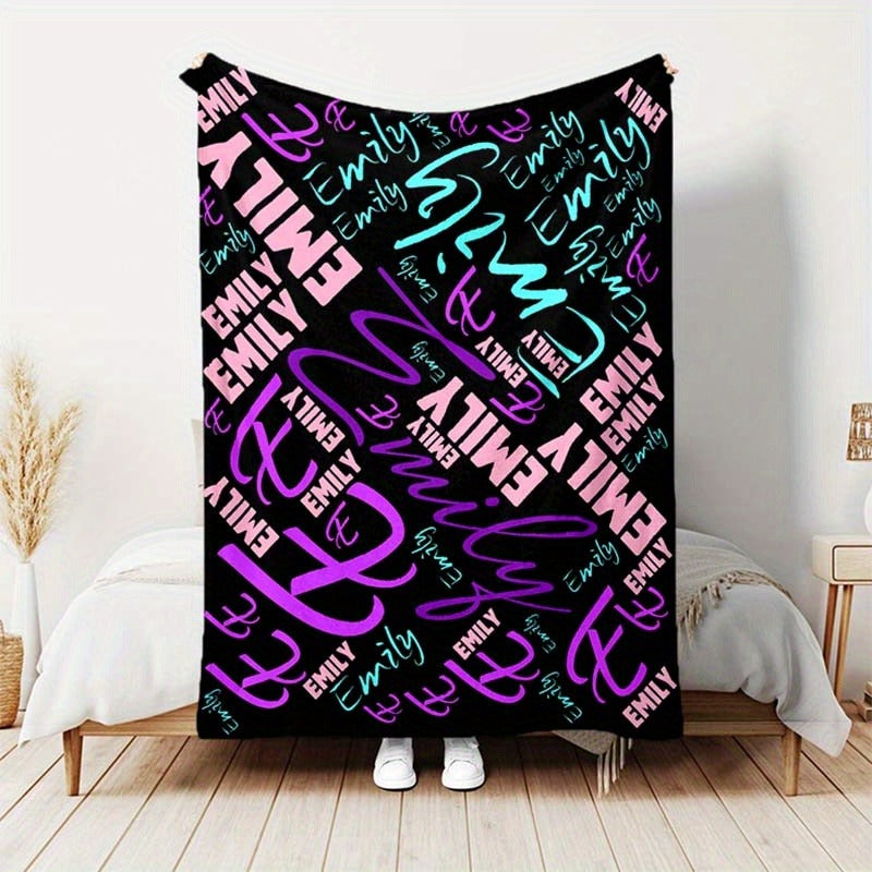 Custom Name or Text Blanket - Soft Polyester, All-Season Picnic Mat