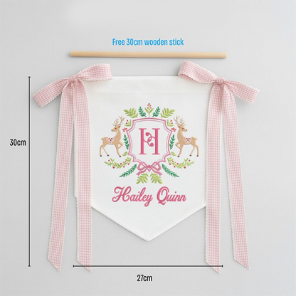Custom Baby Banner Merry Christmas 2025, Welcome Banner with Deer