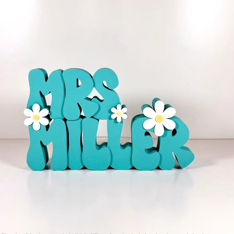Personalized Teacher Name Plate, Daisy, Teacher Name Sign, Retro Name Sign