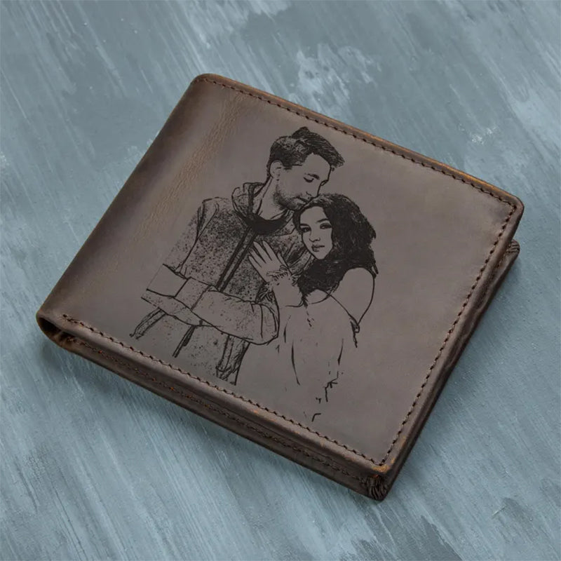 Personalized Engraved Men's Photo Wallet, Leather Wallet For Him