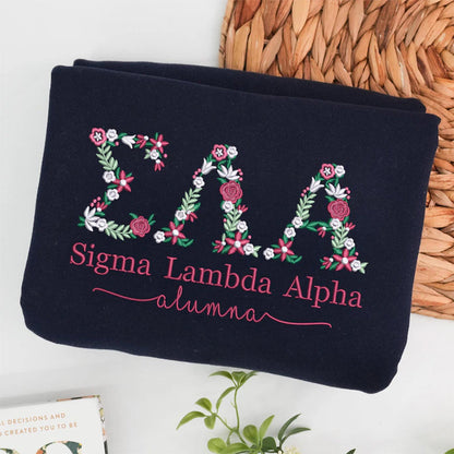 Embroidered Floral Letter Hoodie: Custom University Greek Apparel