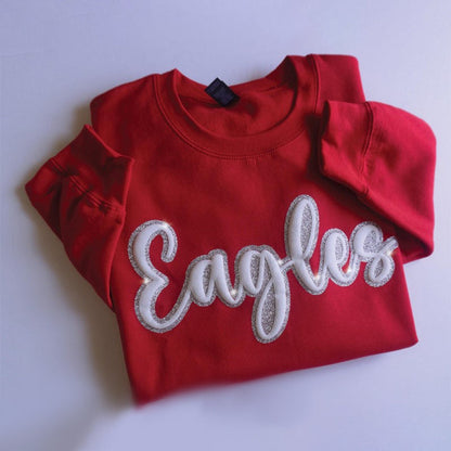 Custom Puff Sleeves And Glitter Team Name Sweatshirts, Glitter Team Name Sweatshirts, School Spirit Shirts