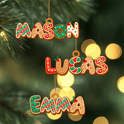 Personalized Gingerbread Alphabet Ornament, Custom Kids Name Christmas Tag