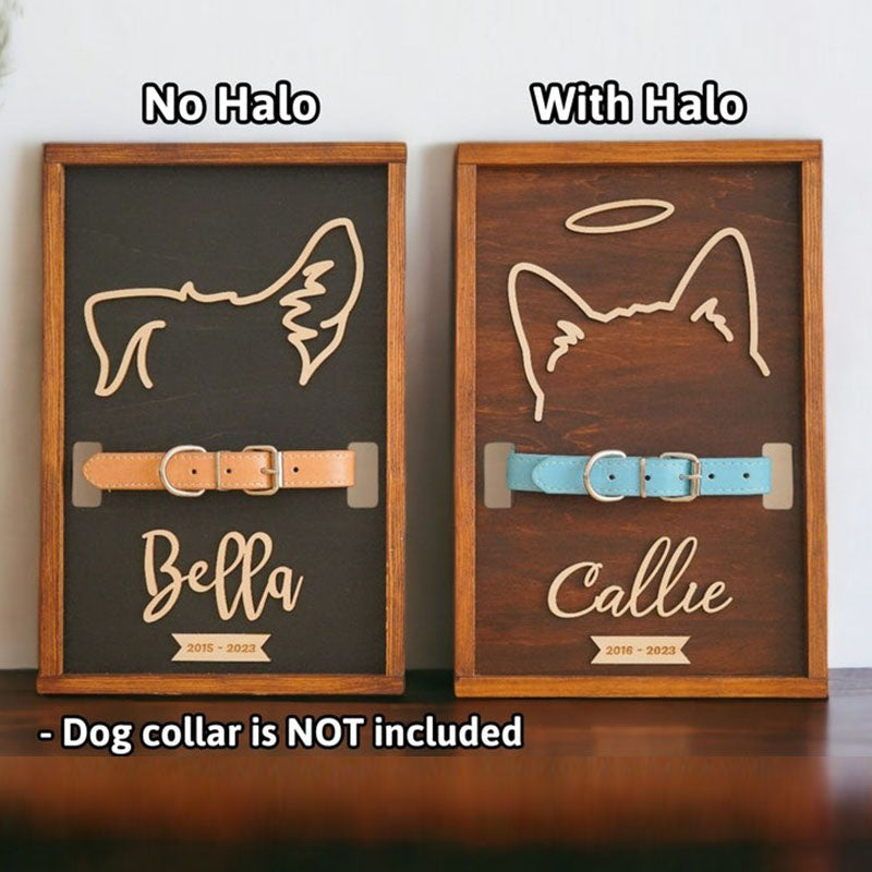 Custom Memorial Dog Ears Art, Collar Sign, Dog Memorial