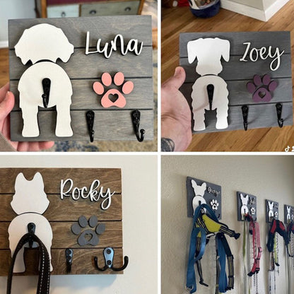 Custom Shiplap Dog Leash Holder, Personalized Leash holder