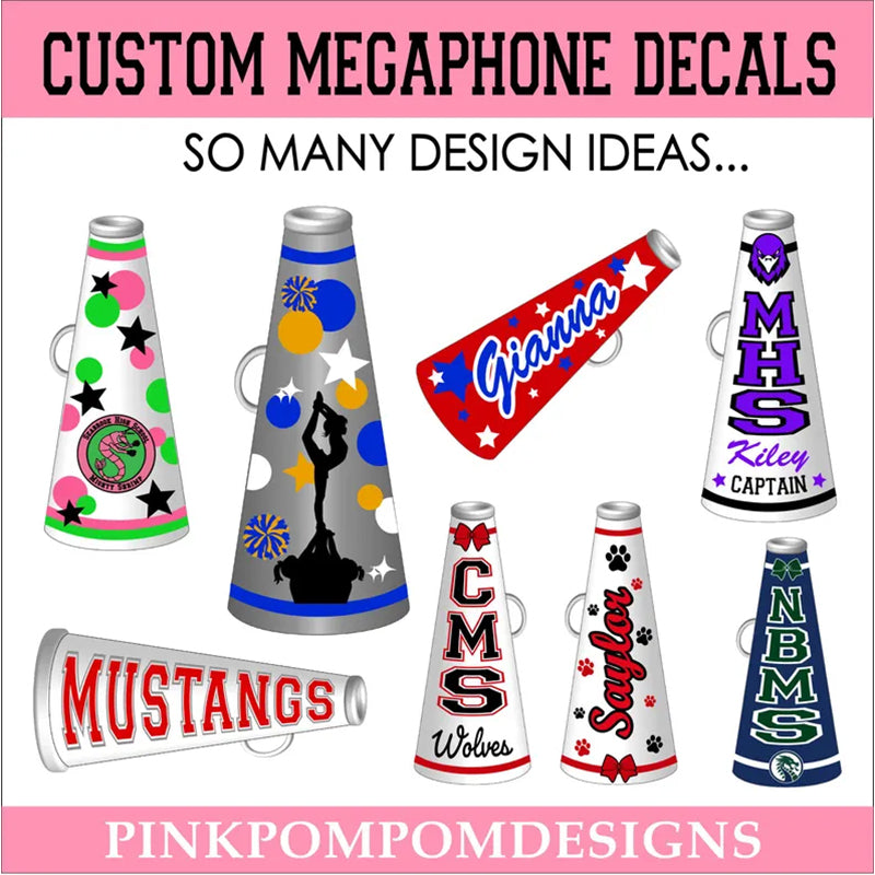Custom order - FREE SHIPPING - custom decals for cheer megaphones