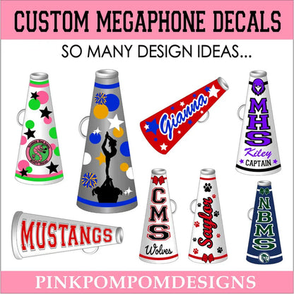 Custom order - FREE SHIPPING - custom decals for cheer megaphones
